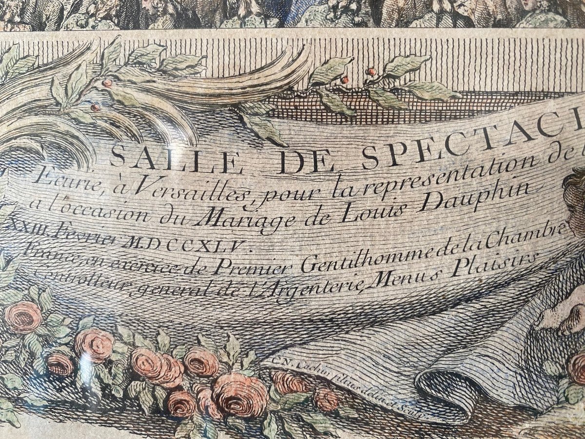 Rare Historical Engraving Of The Marriage Louis Dauphin De France, Son Of Louis XV-photo-3