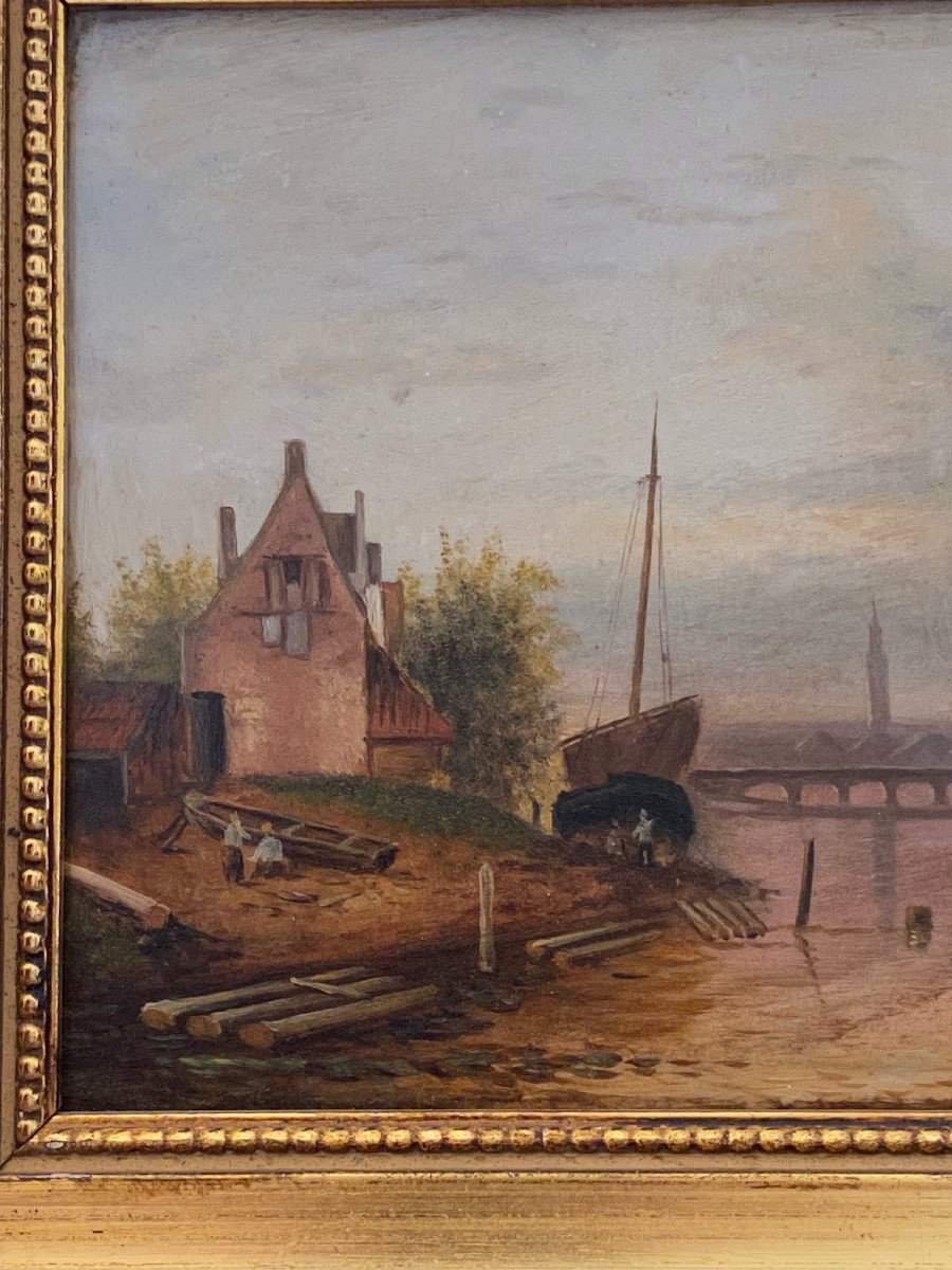 19th Century Riverside Painting-photo-3