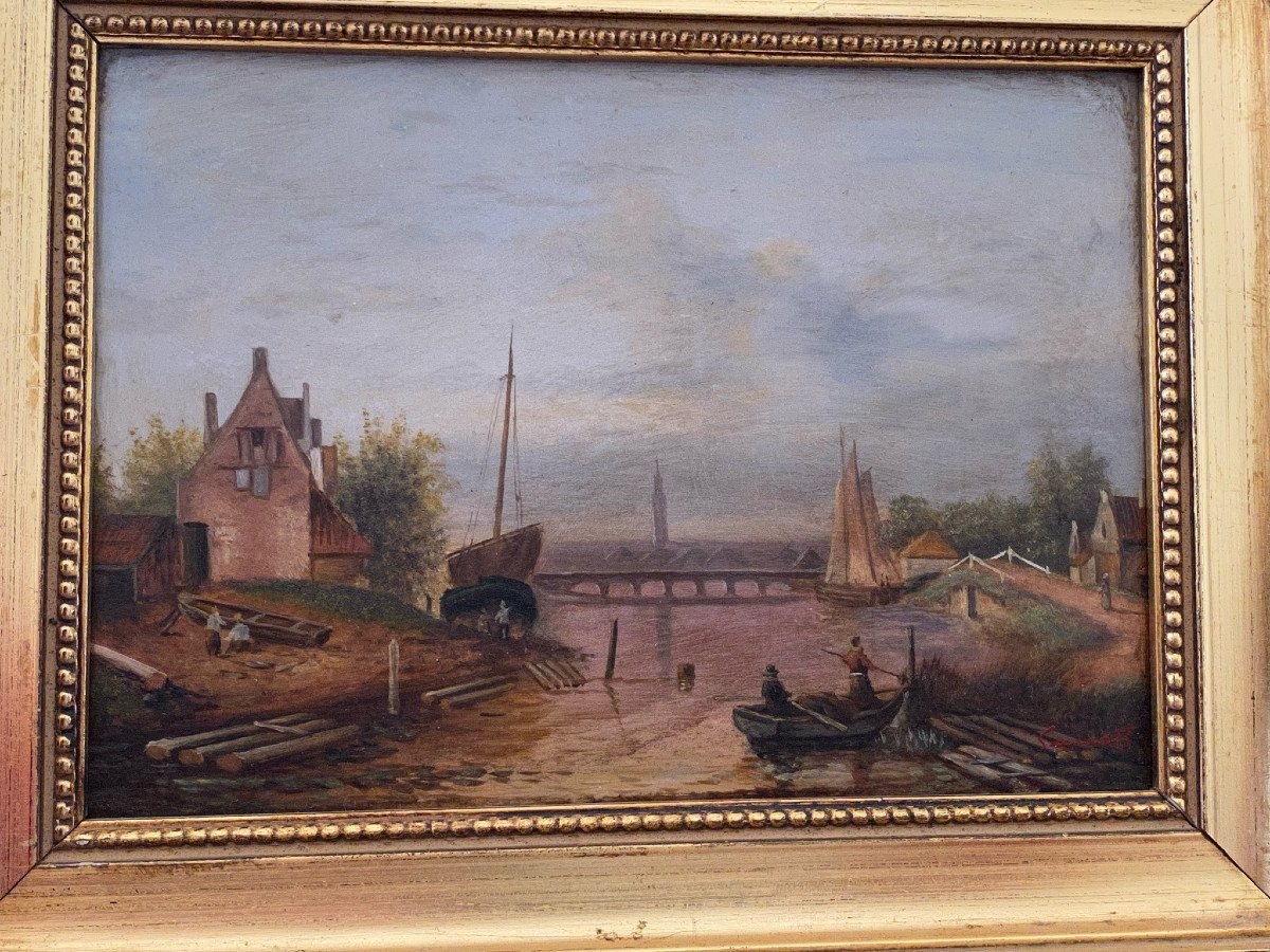 19th Century Riverside Painting