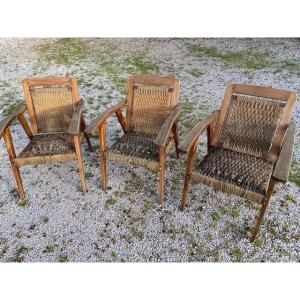 3 Rocking Back Armchairs 1950s