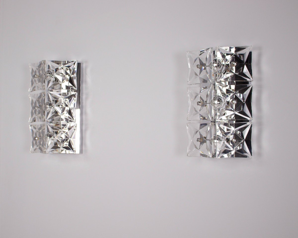 Pair Of Kinkeldey Crystal Sconces.-photo-2