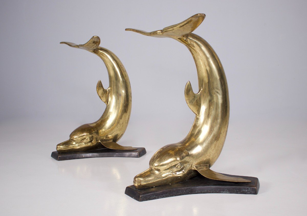 Dolphin Console Feet In Solid Brass.-photo-2