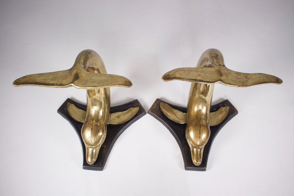 Dolphin Console Feet In Solid Brass.-photo-6