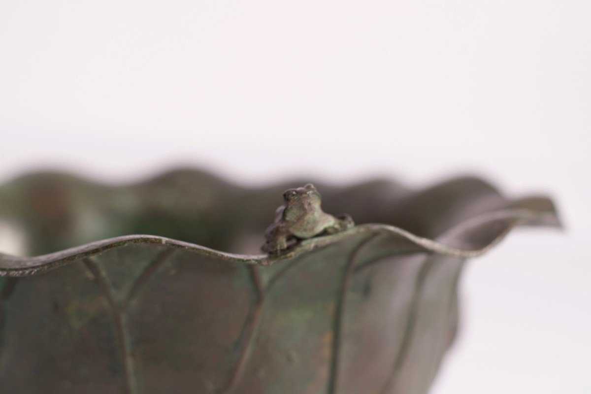 Bol Vide Poche Japonais Sur Piedouche  En Lotus Ikebana à La Grenouille-photo-3