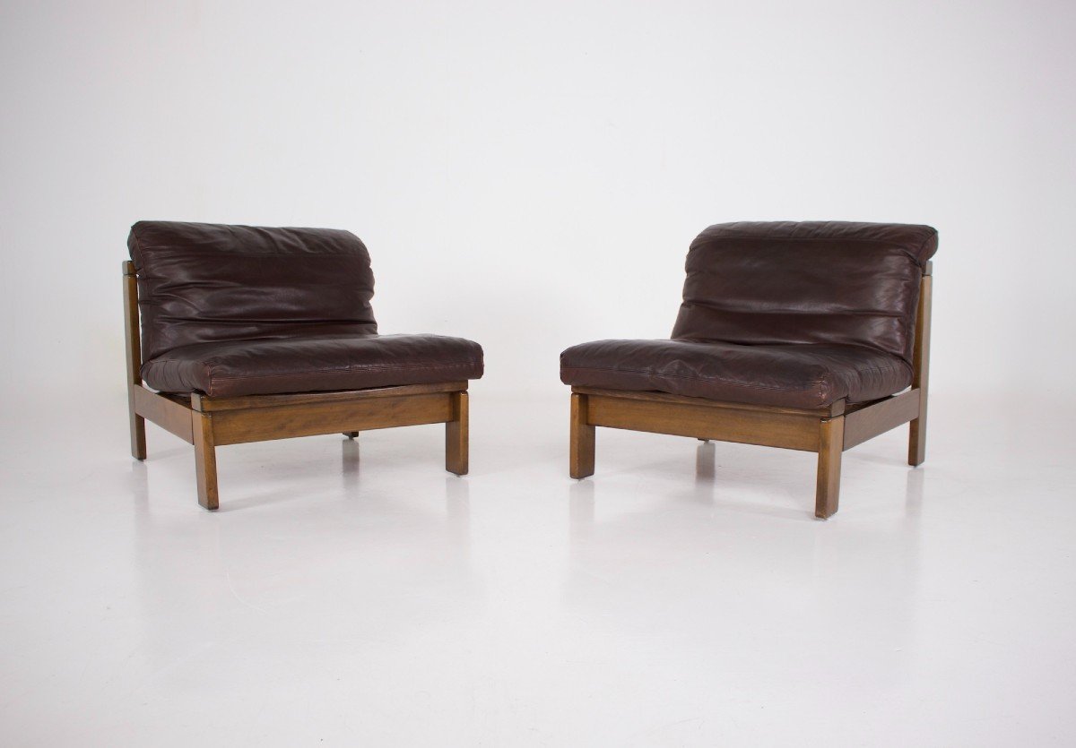 Pair Of Leather Fireside Chairs 1970 (2).-photo-3