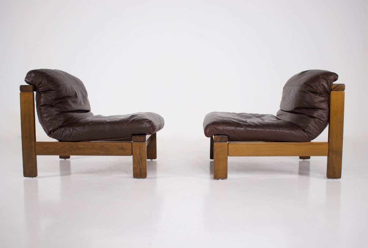 Pair Of Leather Fireside Chairs 1970 (2).