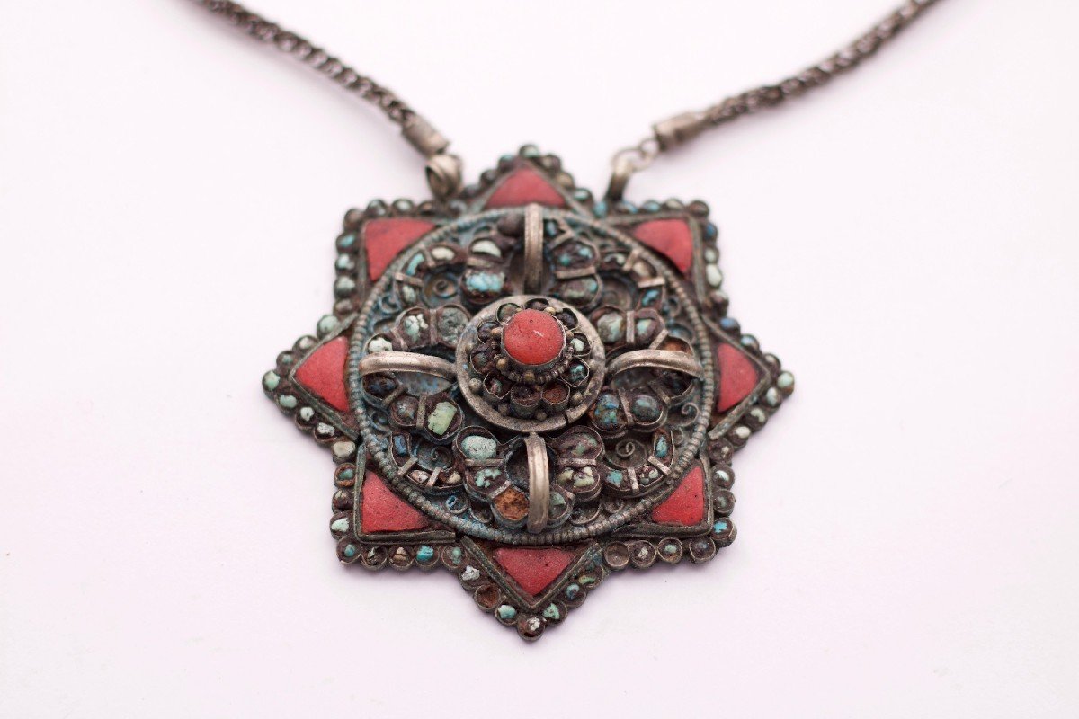 Pendentif Amulette Corail Turquoise -photo-3