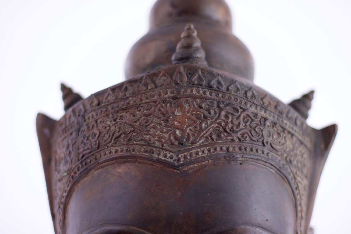 Crowned Buddha Head Ayutthaya Kingdom-photo-3