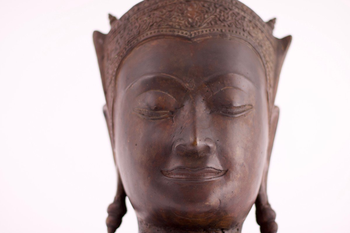 Crowned Buddha Head Ayutthaya Kingdom-photo-4