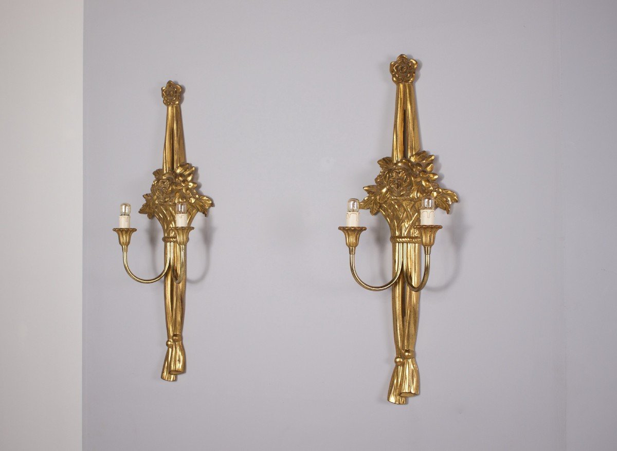 Pair Of Louis XVI Golden Wall Sconces