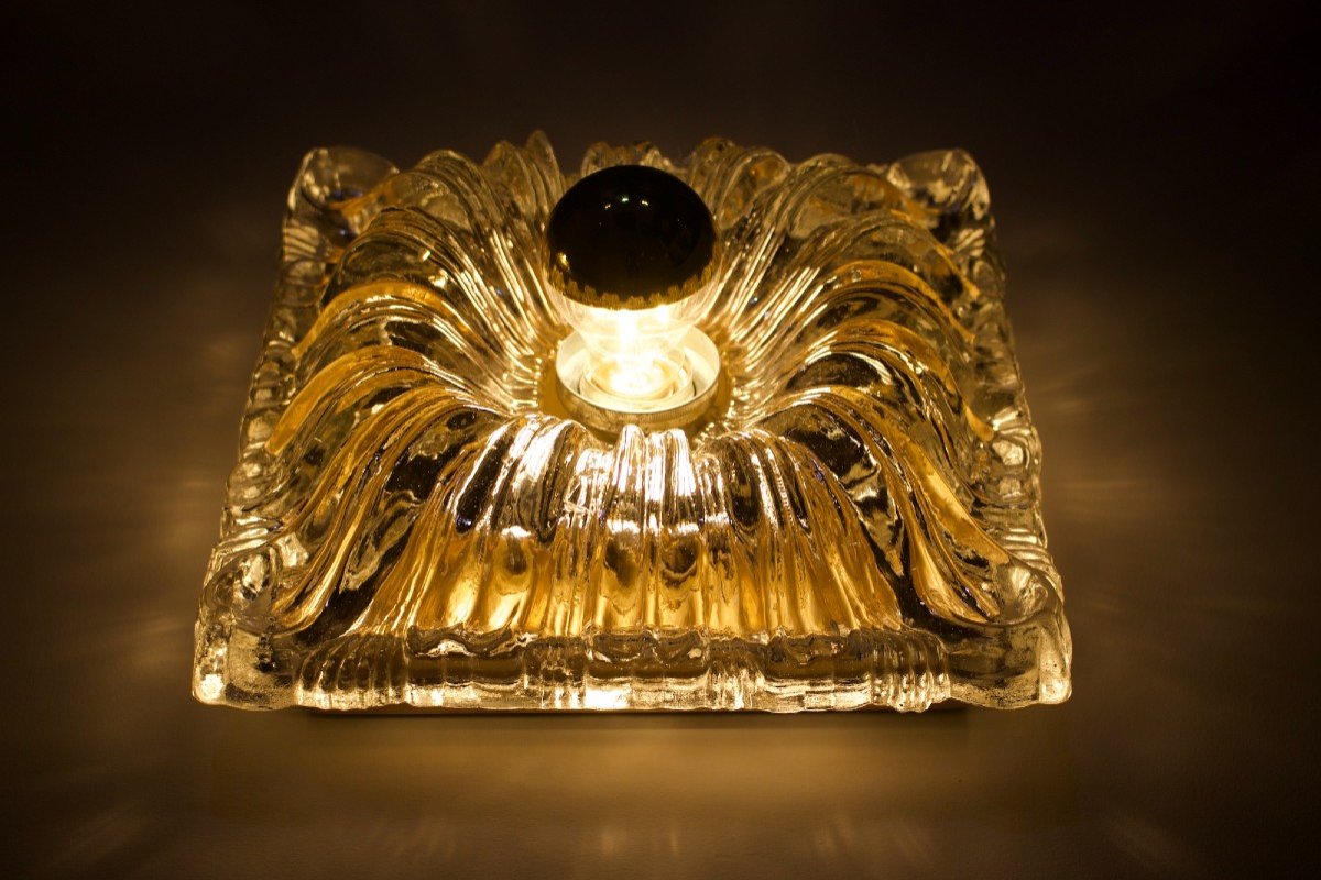 Flower Sconces In Pressed Glass.-photo-3
