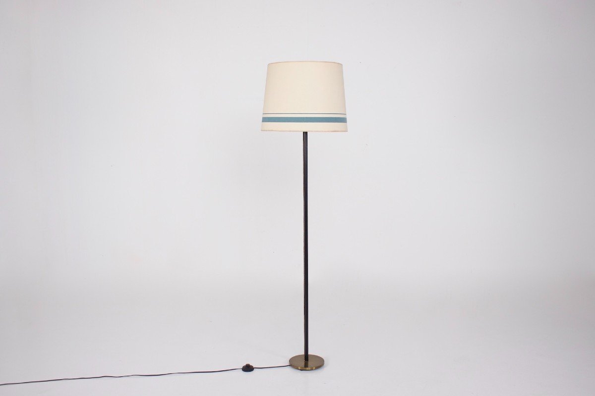 Leather Covered Floor Lamp, K & L Belysning Sweden.-photo-2