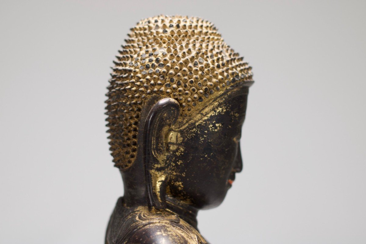 Buddha Shakyamuni Shan In Golden Wood-photo-2