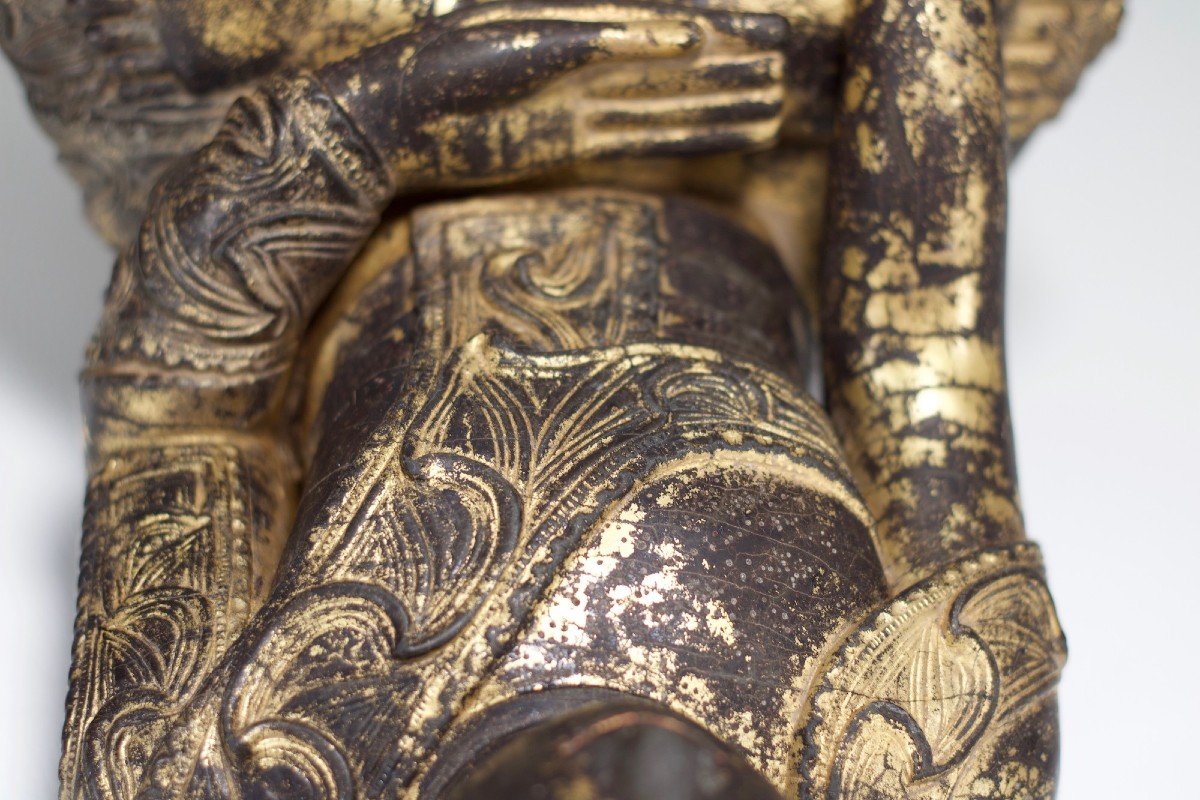 Buddha Shakyamuni Shan In Golden Wood-photo-7