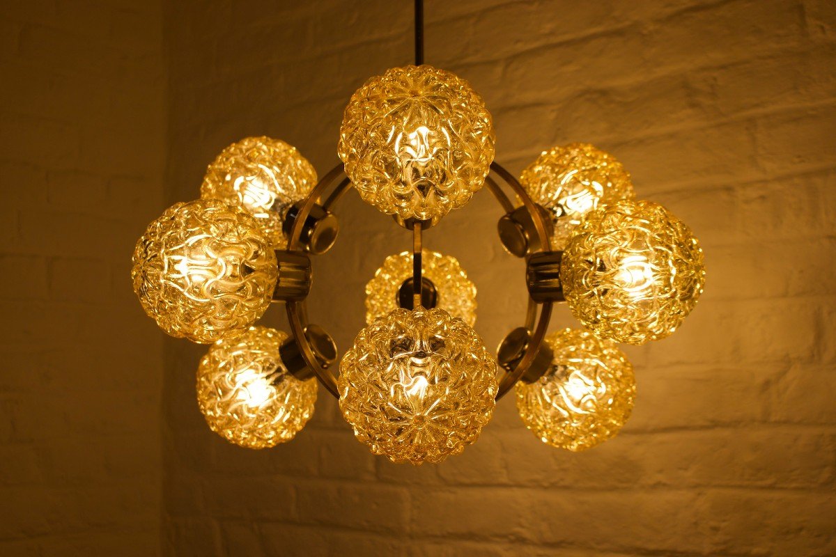 H. Tynell Style Amber Globe Chandelier-photo-2