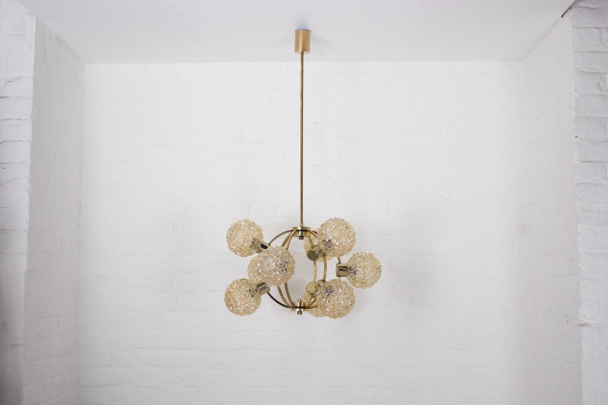 H. Tynell Style Amber Globe Chandelier-photo-3