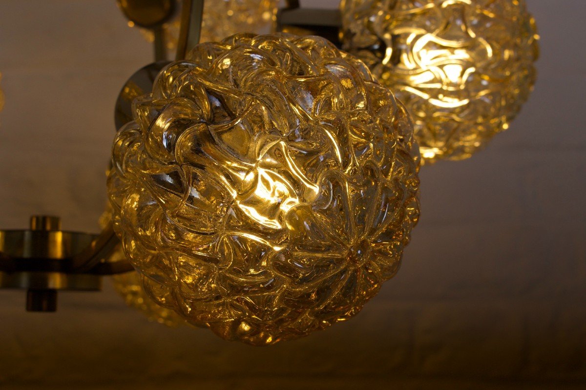 H. Tynell Style Amber Globe Chandelier-photo-2