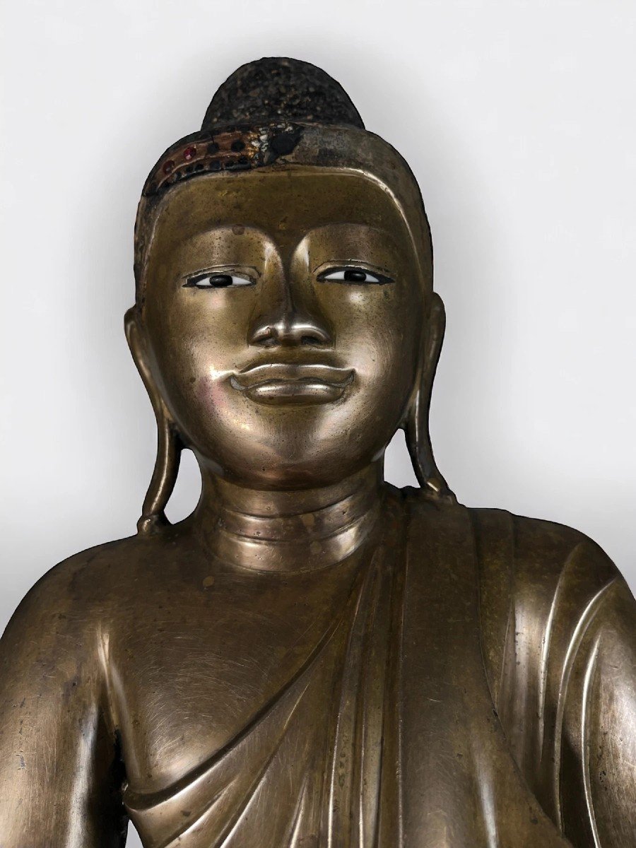 Shakyamuni Buddha In Bronze, 19th Century.-photo-2