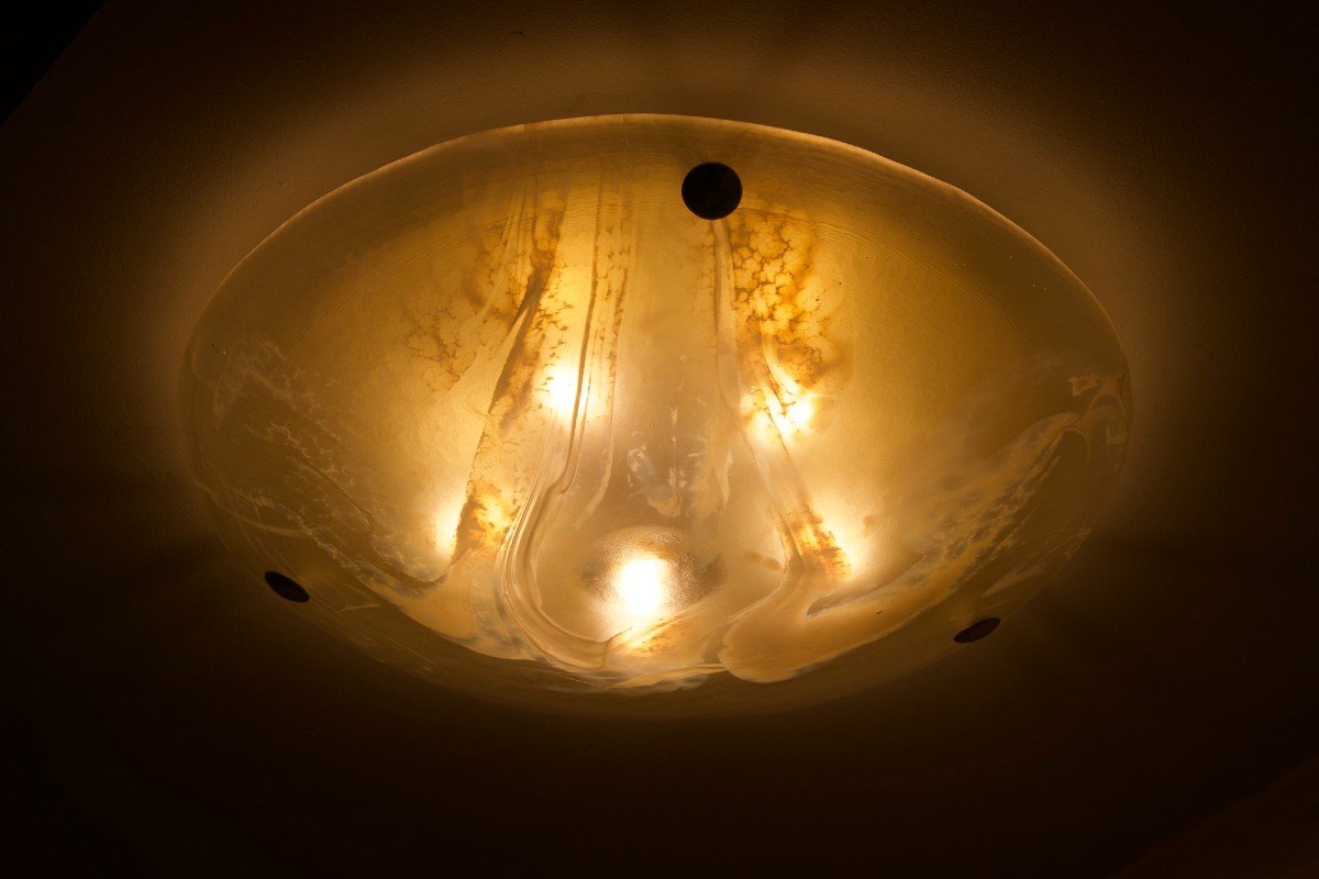 Ceiling Lamp In Brass And Murano, 1970's.-photo-2