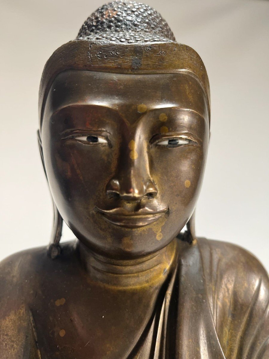 Bouddha Birman Shakyamuni En Bronze, 19ème Siècle.-photo-2