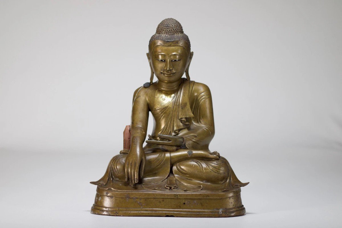 Bouddha Birman Shakyamuni En Bronze, 19ème Siècle.
