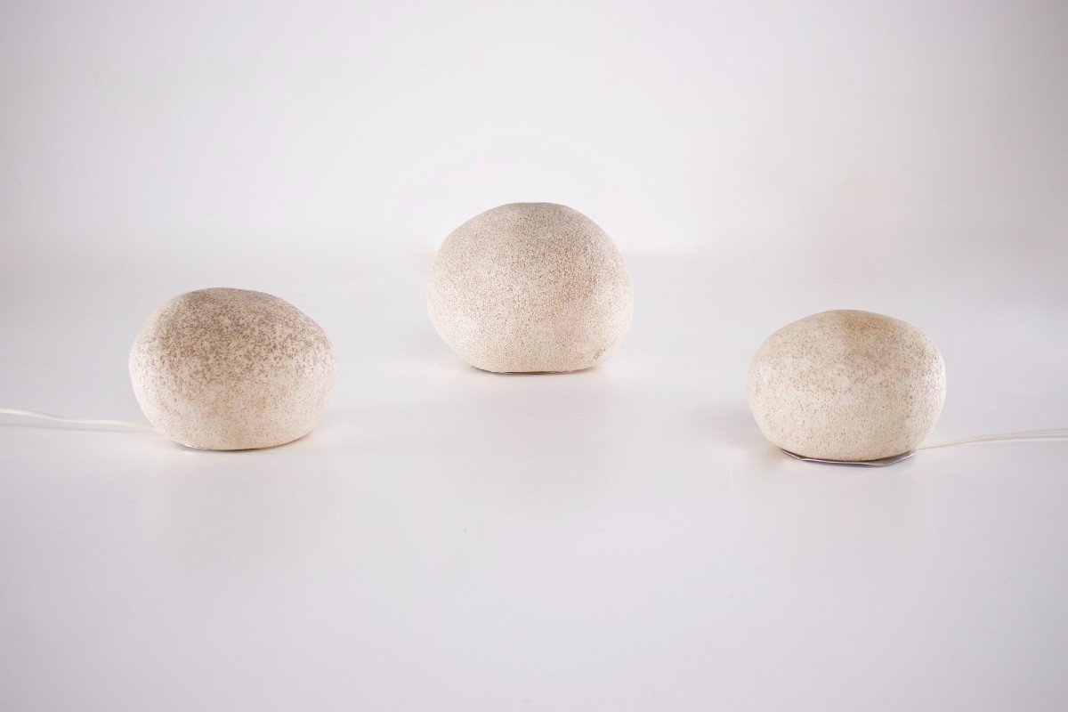 3 “pebble” Lamps, André Cazenave.-photo-4