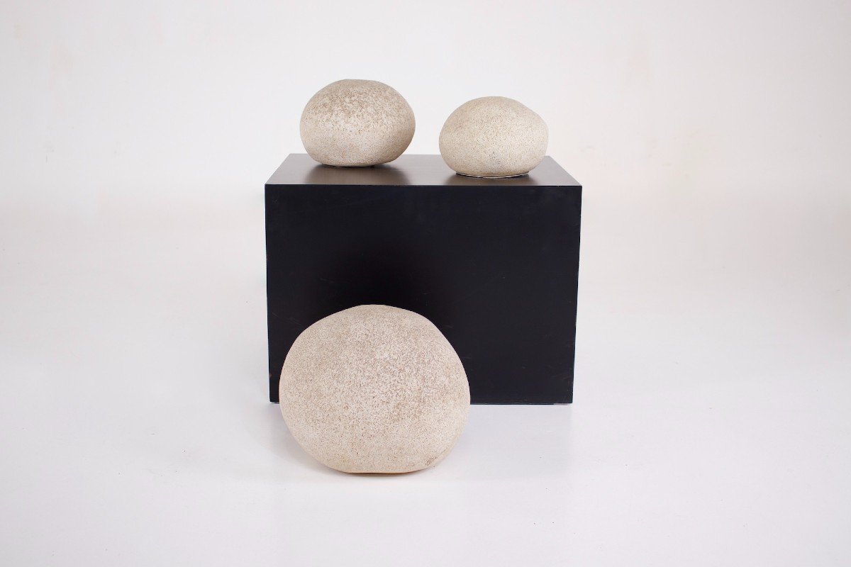 3 “pebble” Lamps, André Cazenave.-photo-2