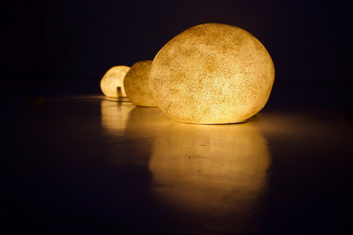 3 “pebble” Lamps, André Cazenave.