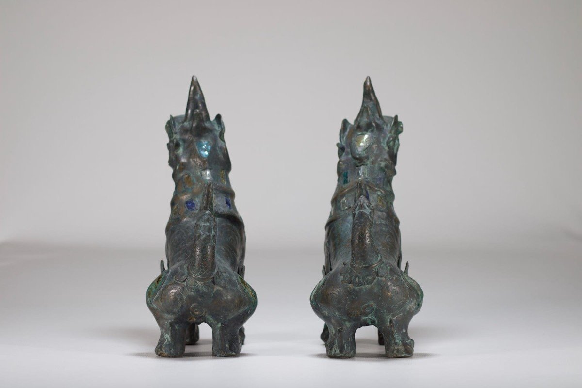 Pair Of Bronze Guardian Lions-photo-2