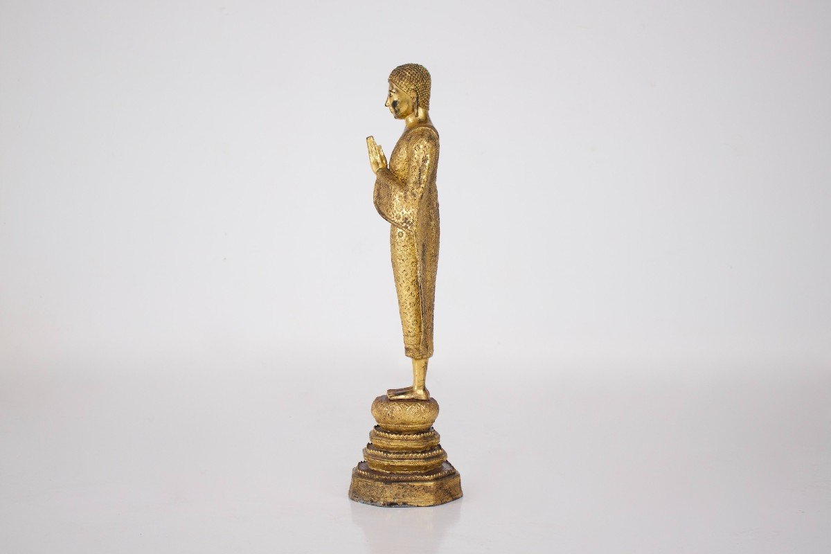 Adoring In Gilt Bronze, Rattanakosin.-photo-3