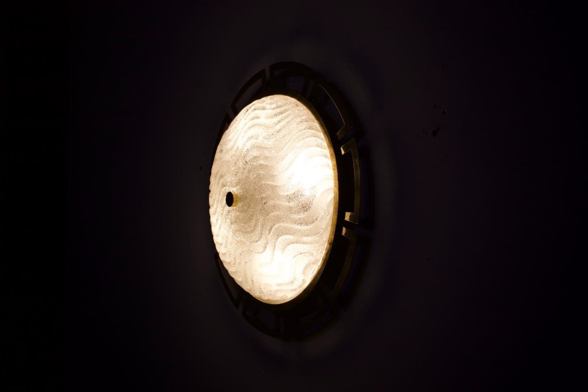 Large “soleil” Wall/ceiling Light In Brass & Murano.-photo-2