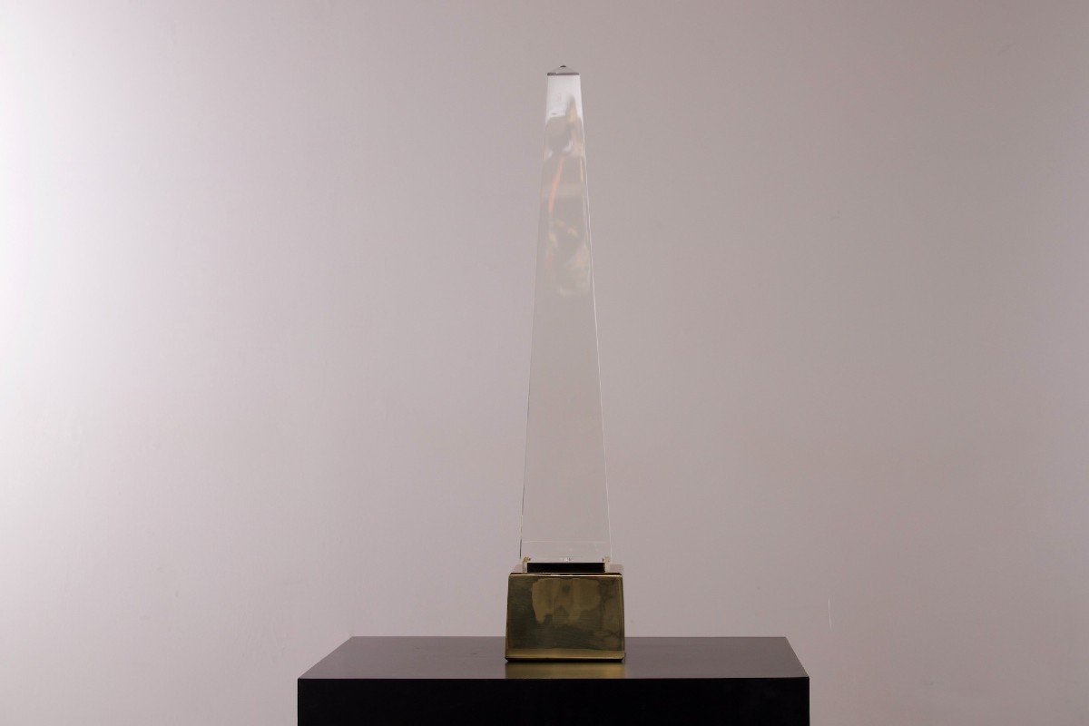 “obelisk” Lamp In Lucite.-photo-3