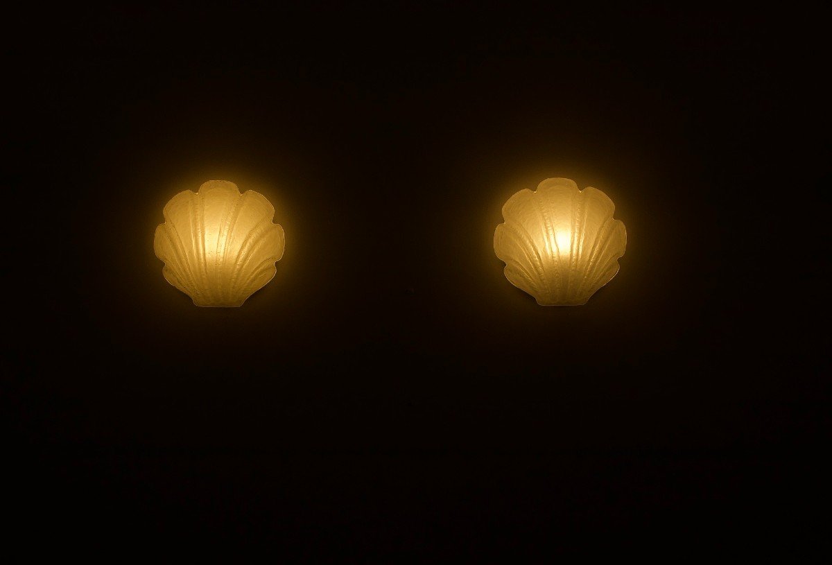 Pair Of “scallops” Wall Lights In Murano.-photo-3