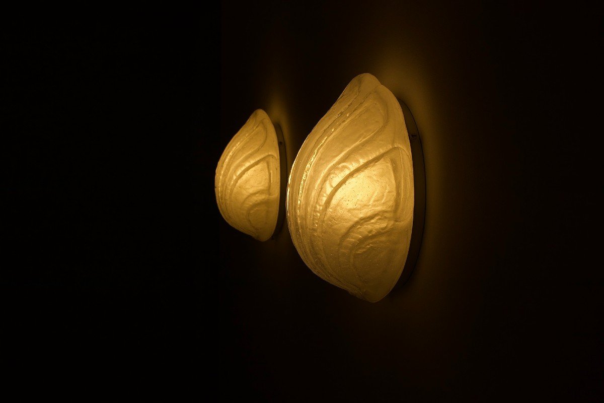 Pair Of “scallops” Wall Lights In Murano.-photo-3