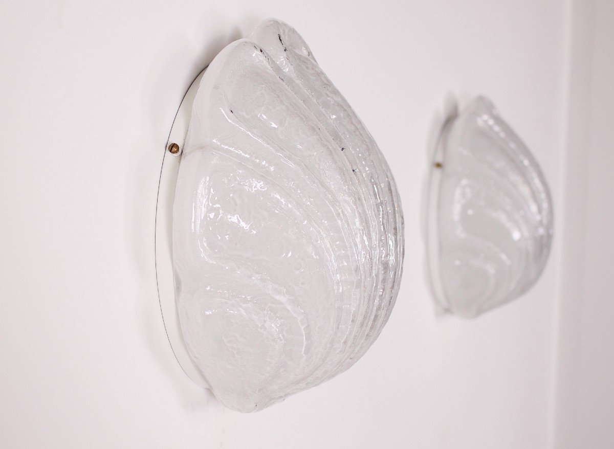 Pair Of “scallops” Wall Lights In Murano.-photo-4