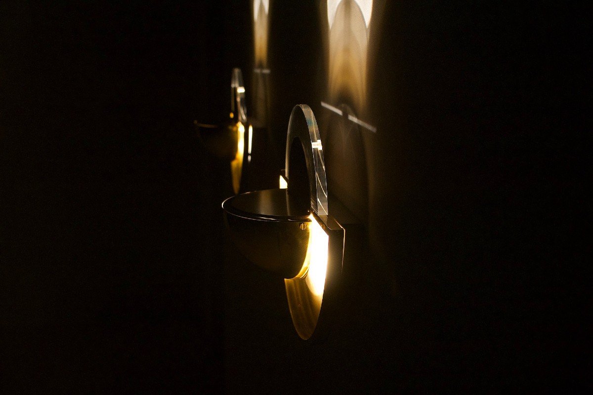 Pair Of Postmodernist Half-moon Sconces.-photo-2