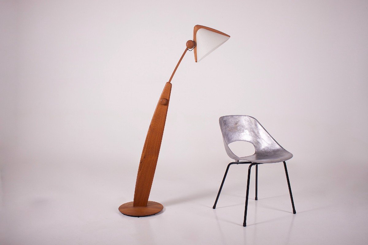 Domus Floor Lamp In Teak, Denmark.-photo-3