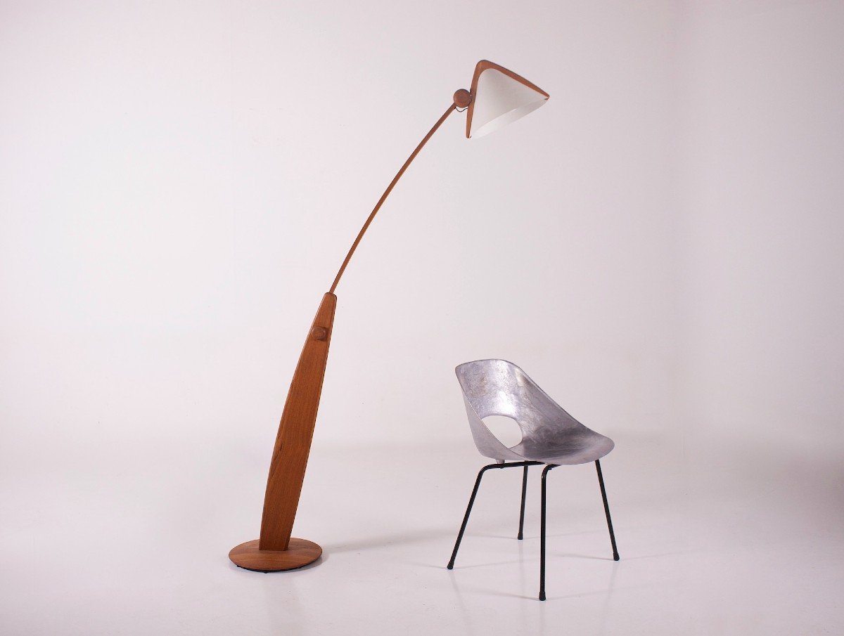 Domus Floor Lamp In Teak, Denmark.-photo-4