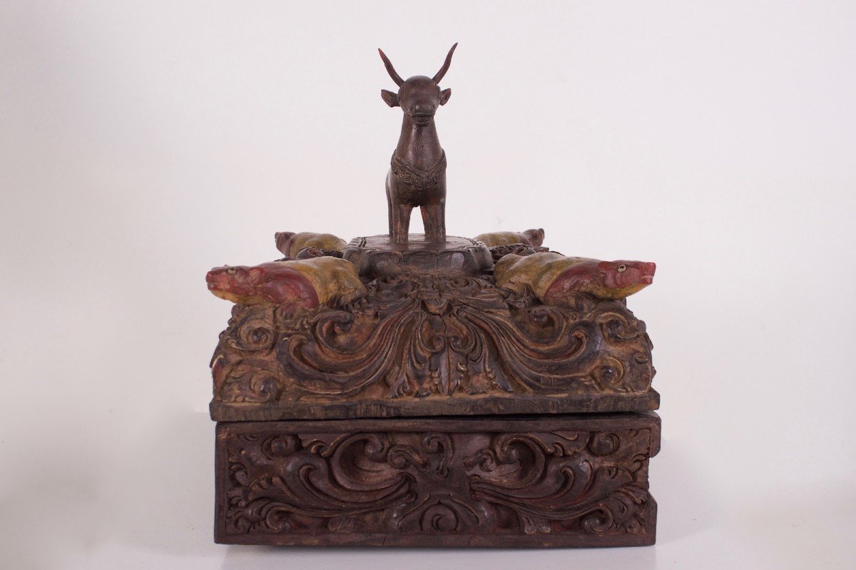 Hindu Ritual Box With Bulls And Rats (shiva & Ganesh)-photo-3