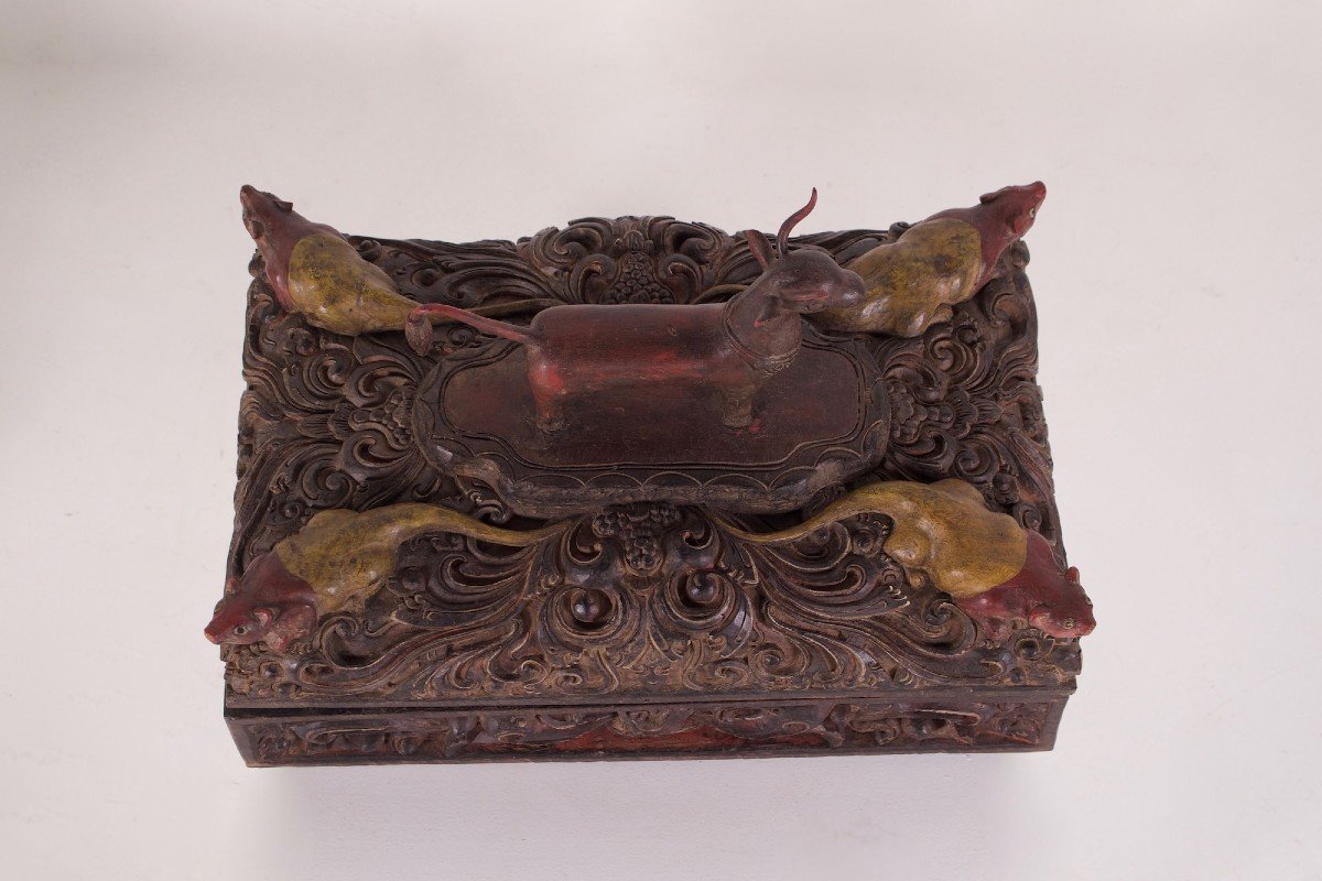 Hindu Ritual Box With Bulls And Rats (shiva & Ganesh)-photo-6