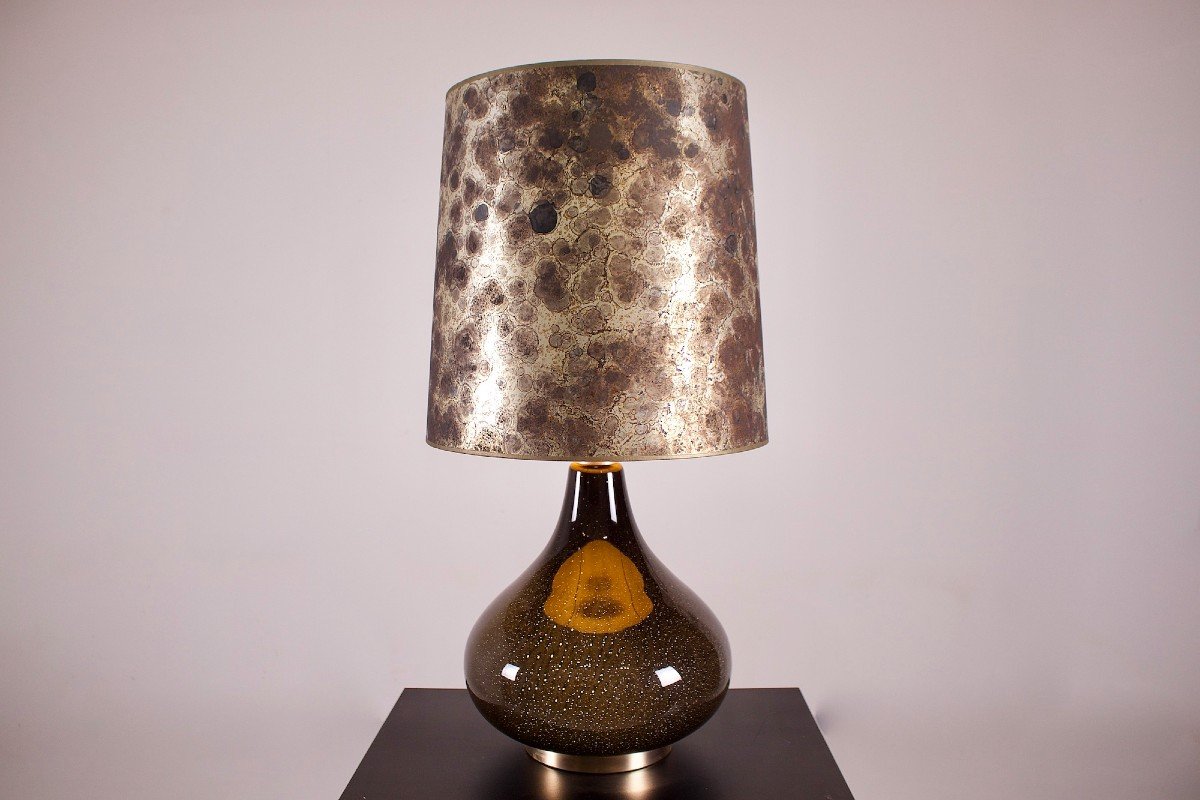 Black Blown Glass Floor Lamp.-photo-2