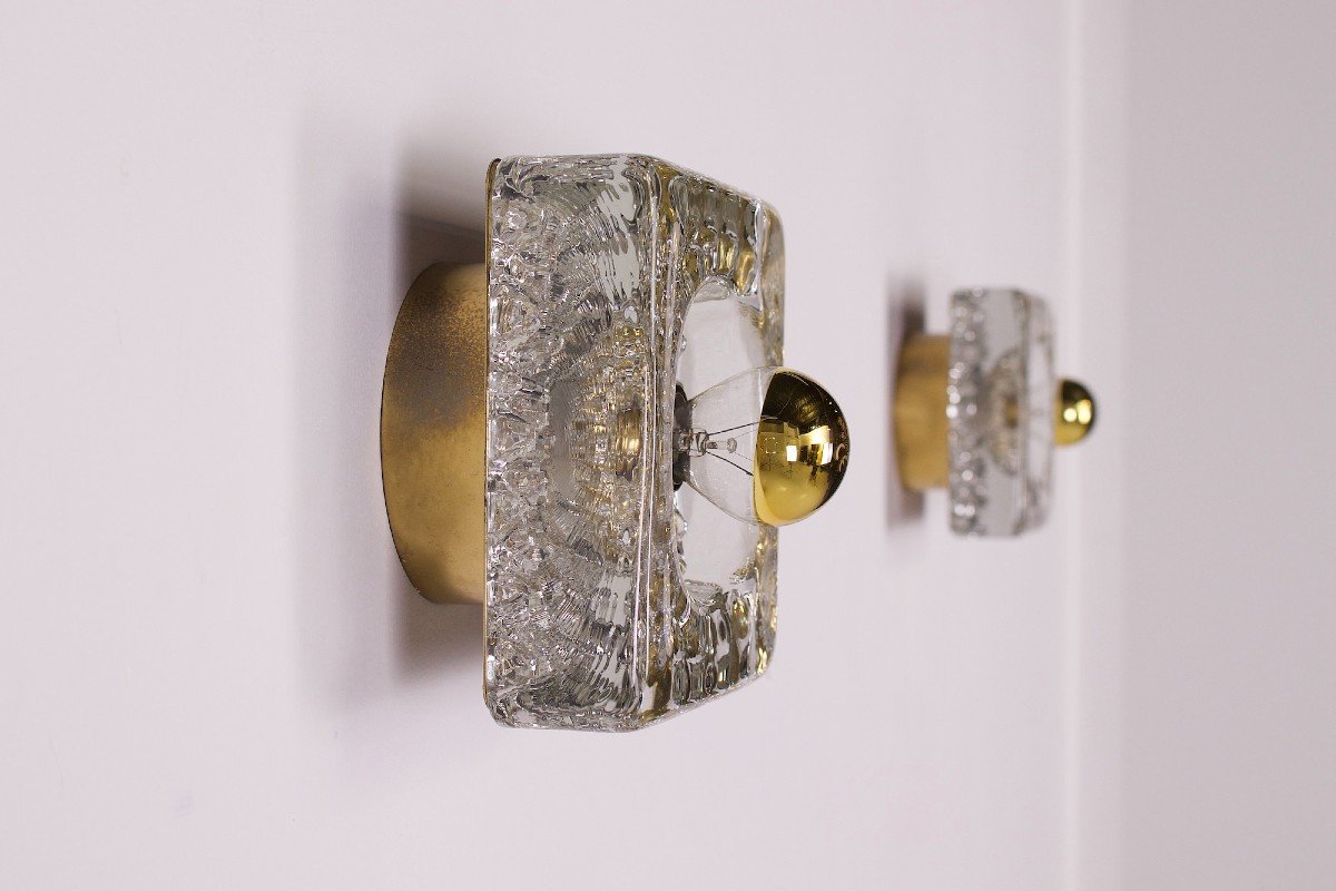 Pair Of “ice Cube” Wall Lights, Egon Hillebrand.-photo-3