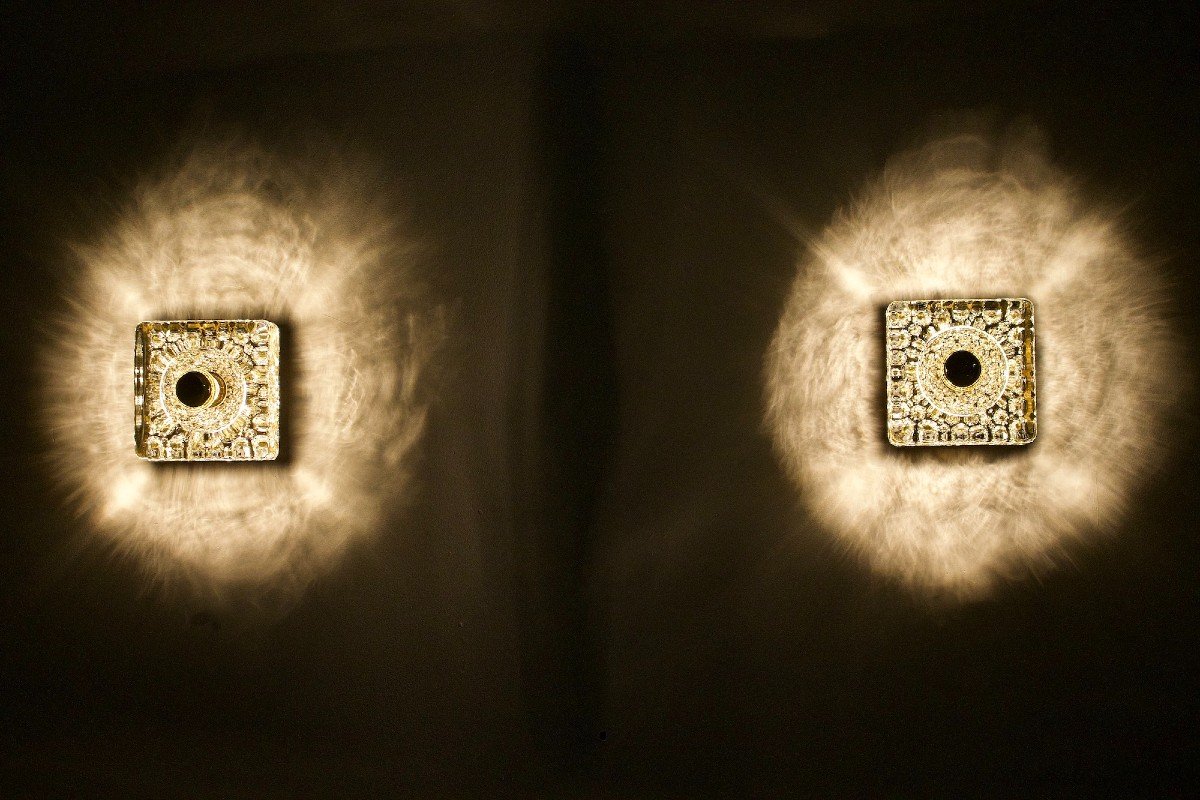 Pair Of “ice Cube” Wall Lights, Egon Hillebrand.