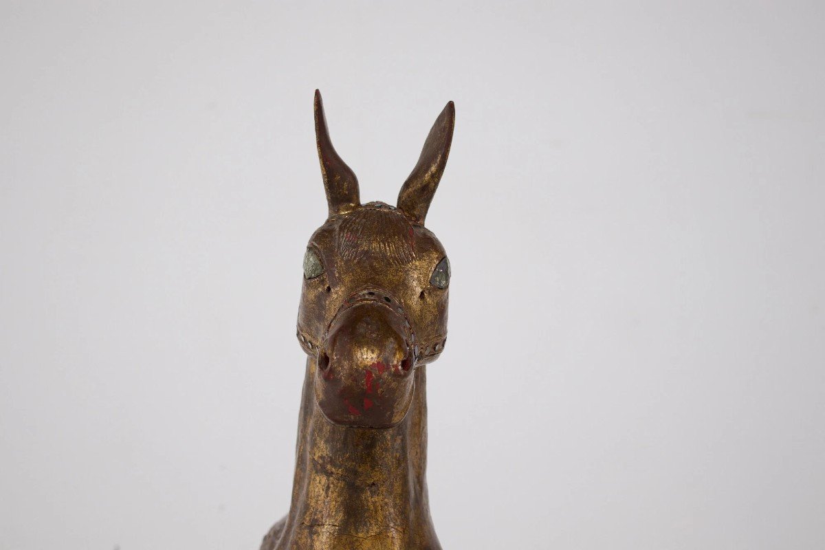 Ritual Horse In Golden Wood, Burma.-photo-1