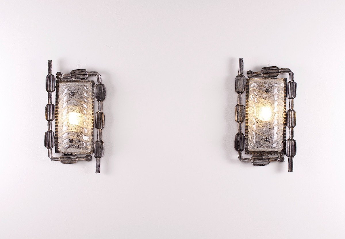 Pair Of Brutalist Wall Lights.