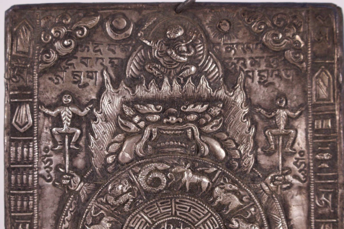 Thangka Vajrabhairava In Silver, Yamāntaka, Tibet.-photo-2