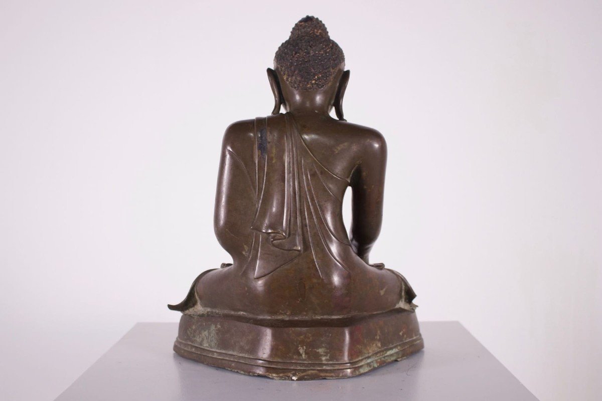 Bouddha Birman En Bronze, époque Mandalay.-photo-4