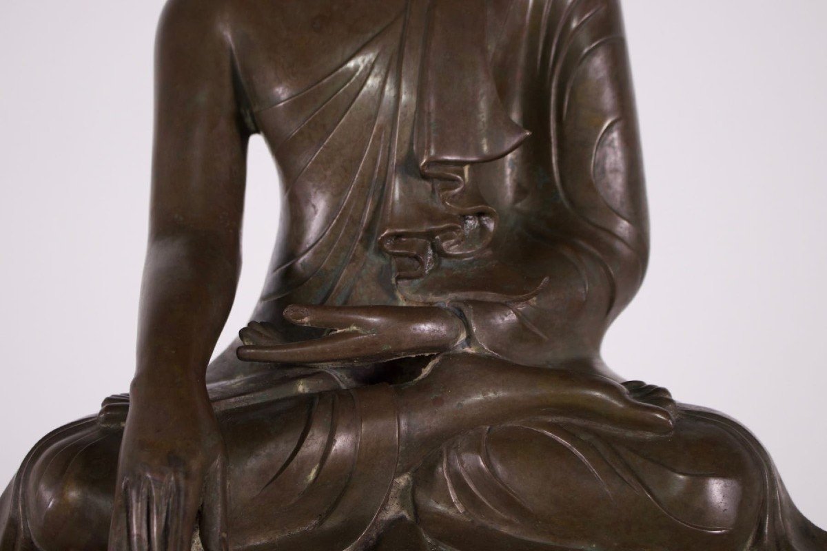 Bouddha Birman En Bronze, époque Mandalay.-photo-2