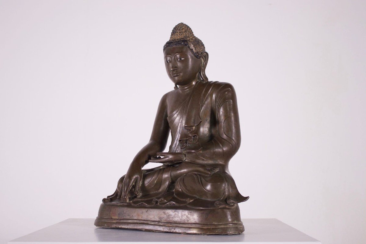 Bouddha Birman En Bronze, époque Mandalay.