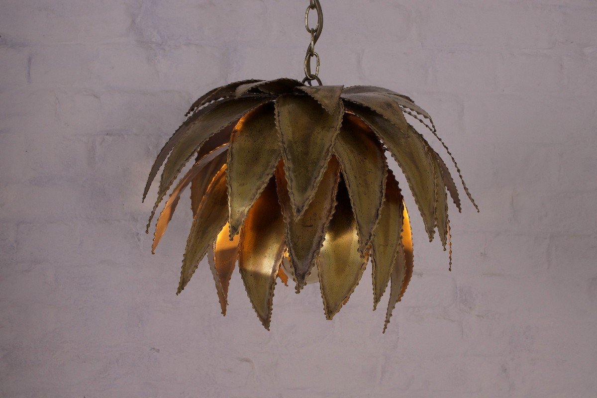 Agave Brass Pendant Light Maison Jansen-photo-4